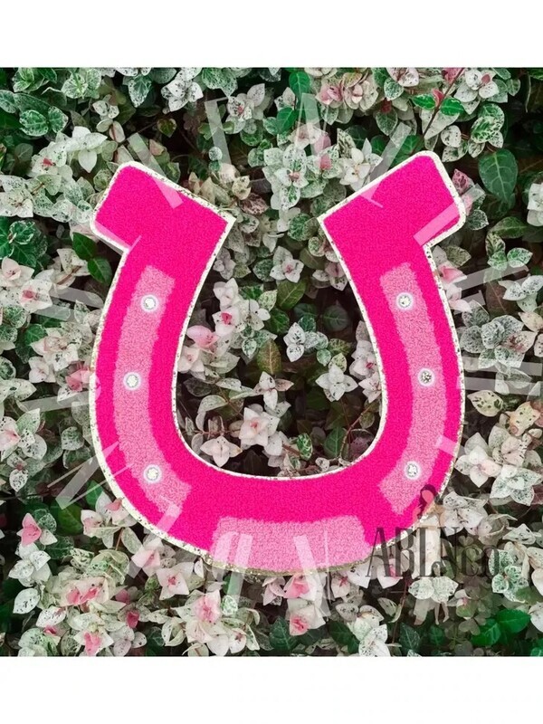 Preppy Pink Patches- Horse Shoe