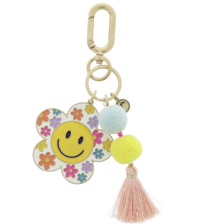 Happy Face Flower Keychain