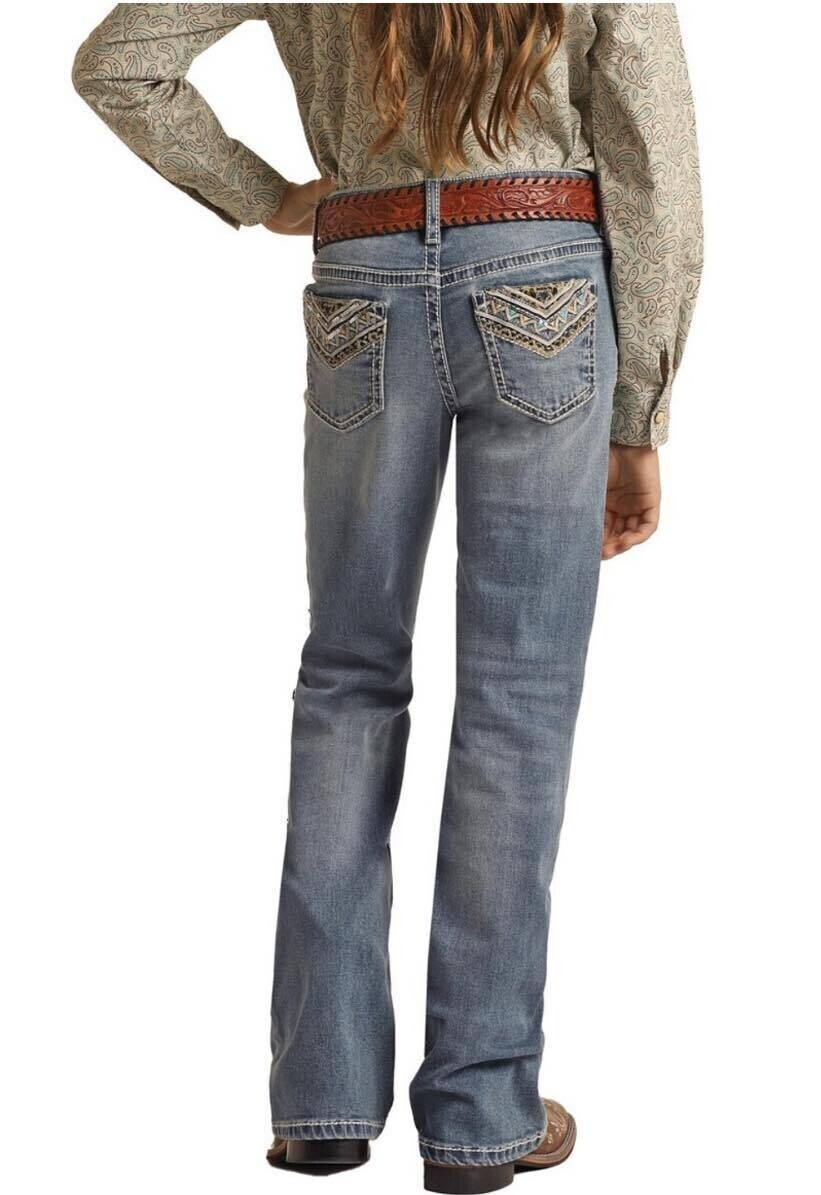 Girls Cheetah Mid Rise Boot Jeans, Size: 7