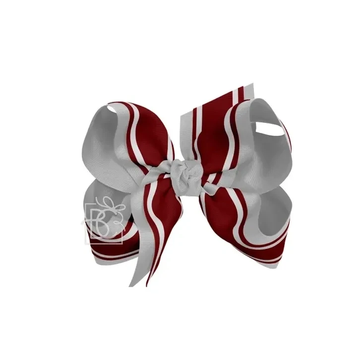 Grey/Cranberry 4.5&quot; Bow