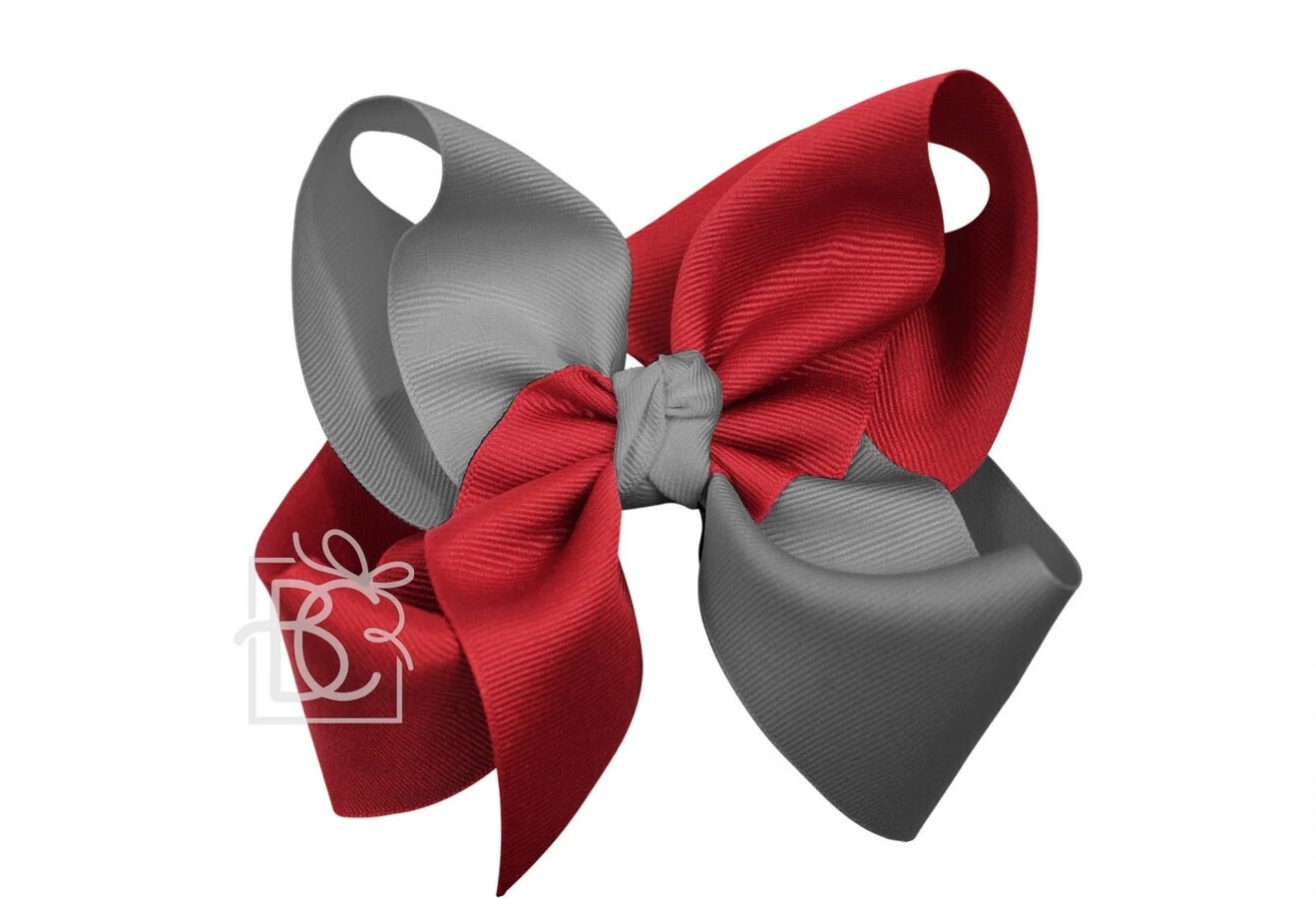 Grey/Cranberry 5.5&quot; Bow