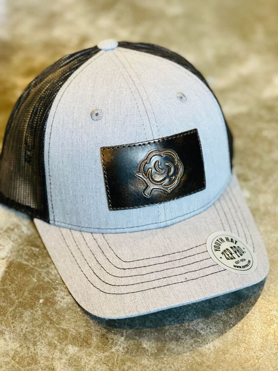 Youth Hat Cotton-Heather/Blk