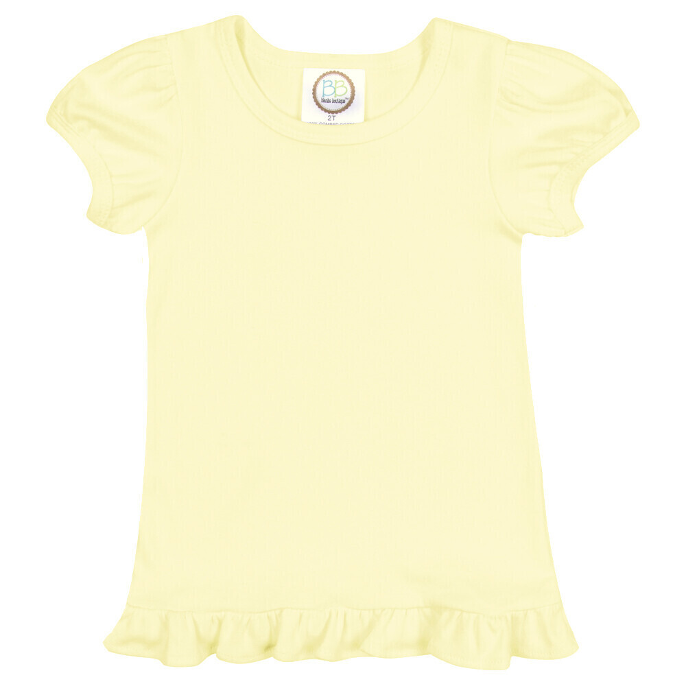 Girl&#39;s Blank SS Ruffle Tee - Pale Yellow