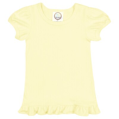 Girl's Blank SS Ruffle Tee - Pale Yellow