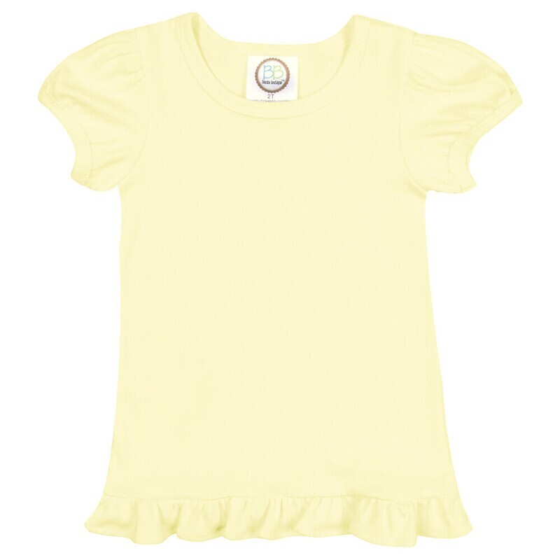 Girl's Blank SS Ruffle Tee - Pale Yellow