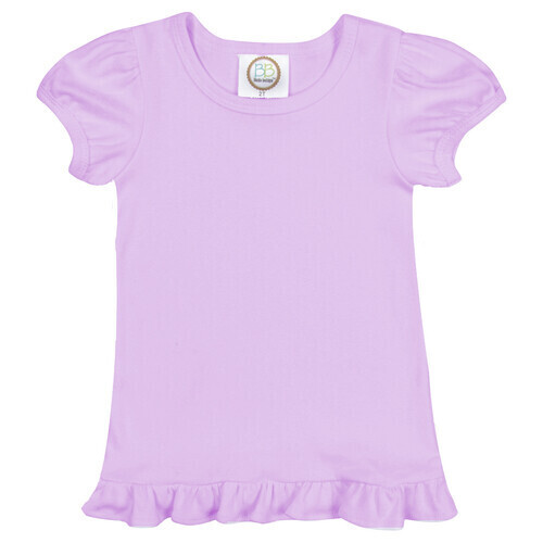 Girl's Blank SS Ruffle Tee - Lavender