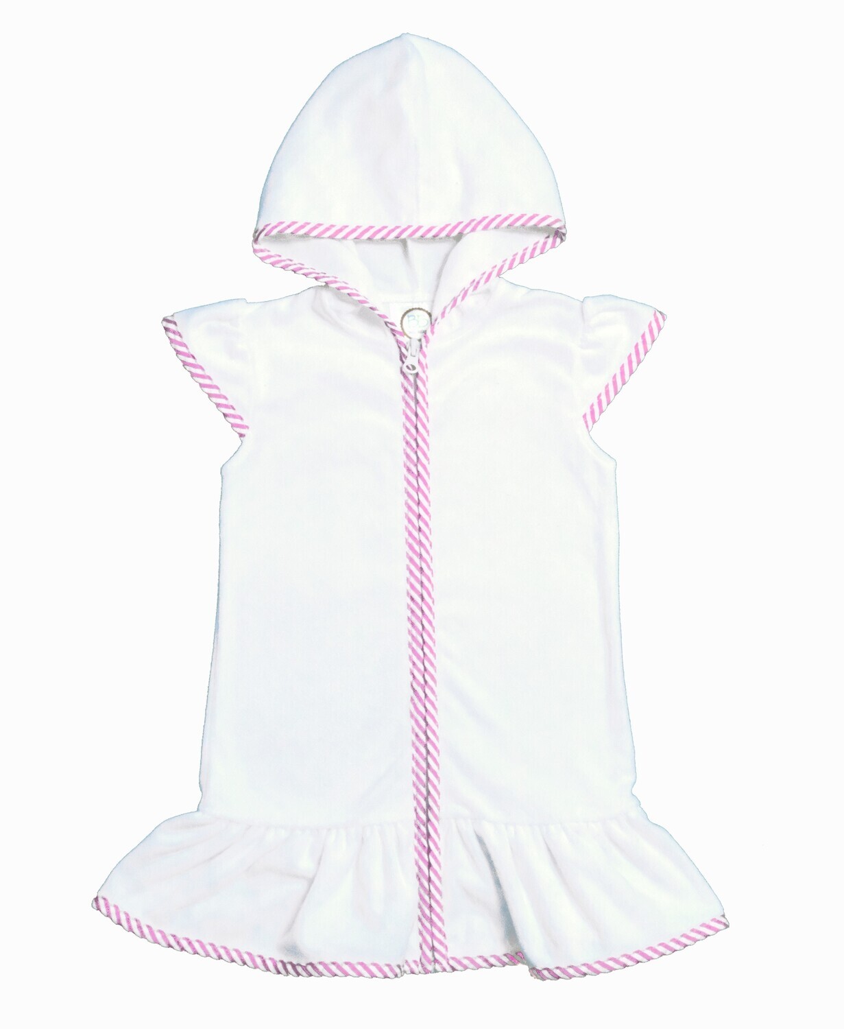Blank Girl Terry Swim Cover - Pink Seersucker
