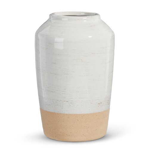 13.25&quot; White &amp; Tan Gradient Vase