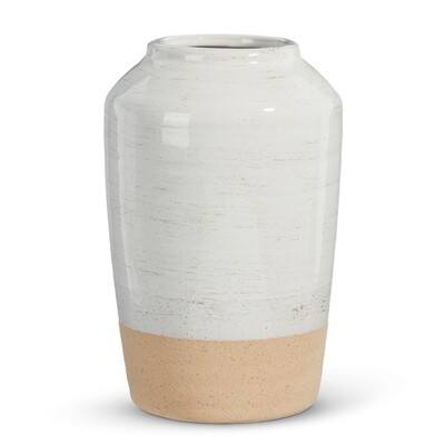 13.25&quot; White &amp; Tan Gradient Vase