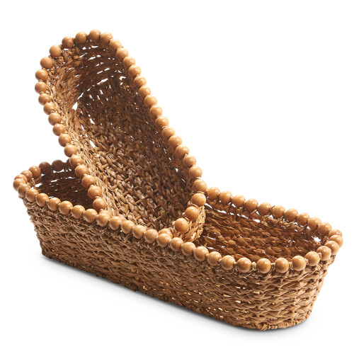 20.25&quot; Woven Beaded Baskets- Small