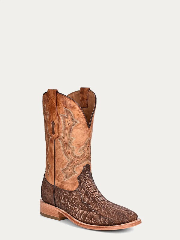 Brown/Sand Ostrich Sq Toe Boot
