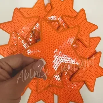 Orange Sequin Star Patch