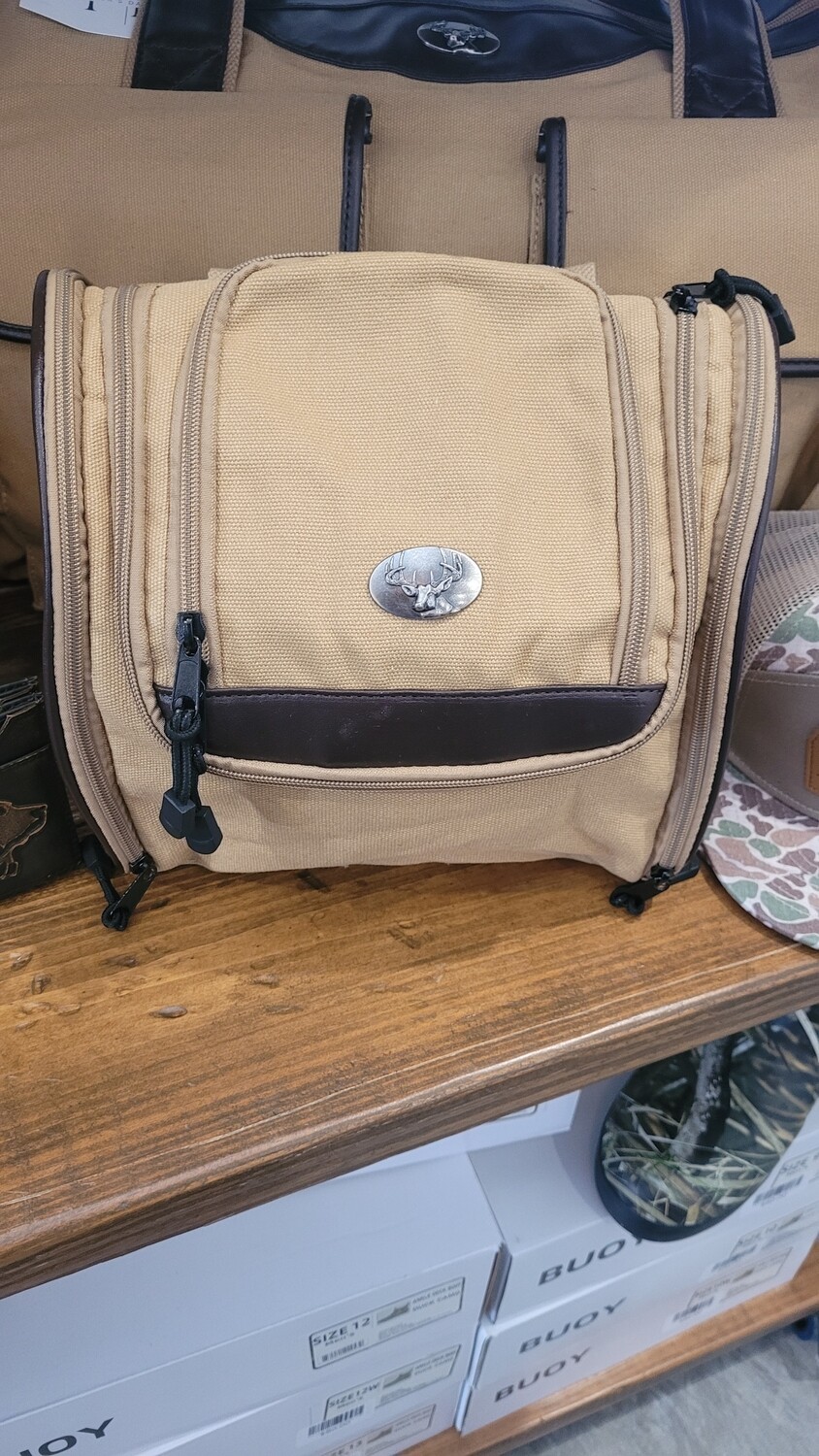 Zeppro Khaki Hanging Toiletry Bag- Buck