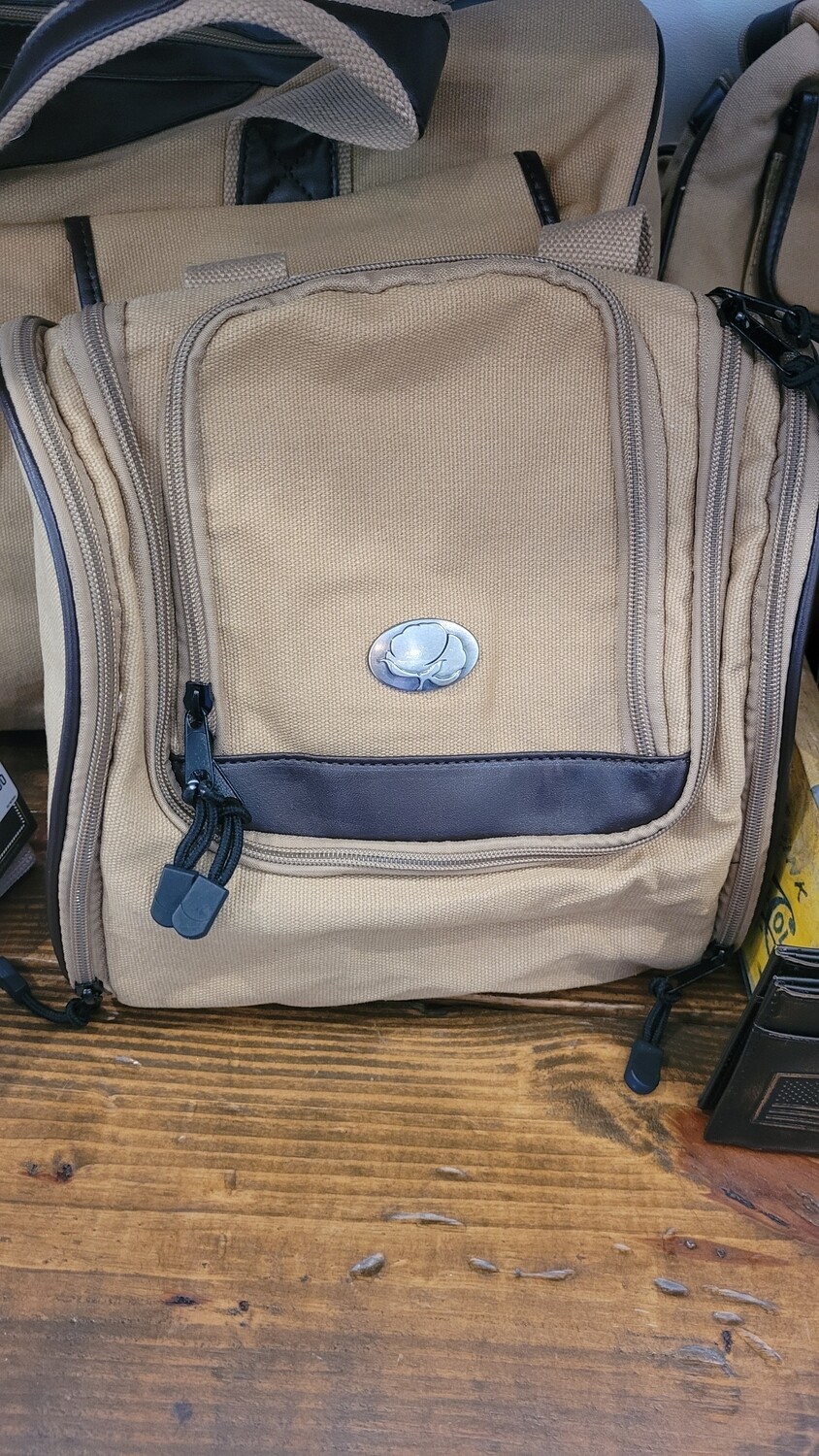 Zeppro Khaki Hanging Toiletry Bag- Cotton