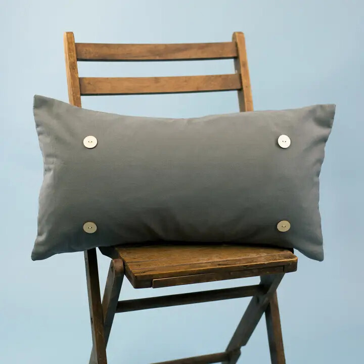 Light Gray Lumbar Button Pillow