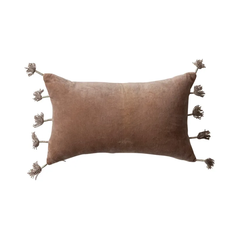 Brown &amp; Natural Velvet Lumbar