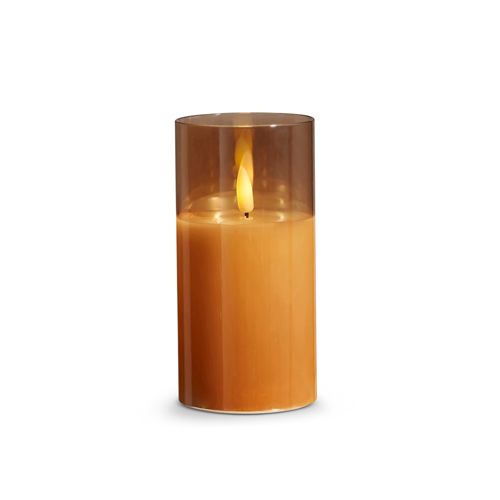 3x6&quot; Gold Glass Ivory Pillar Candle