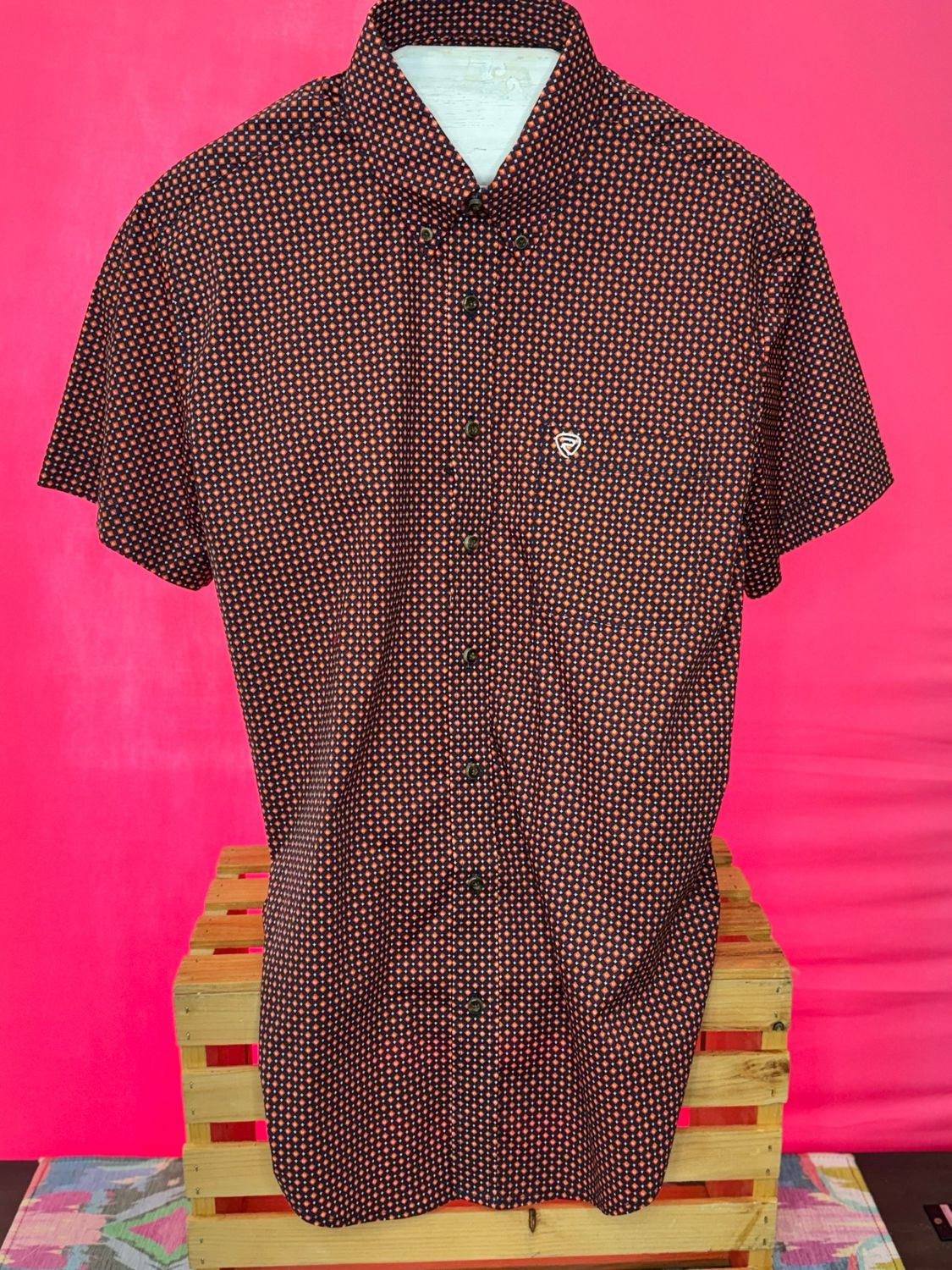Diamond Orange/Navy Button Down