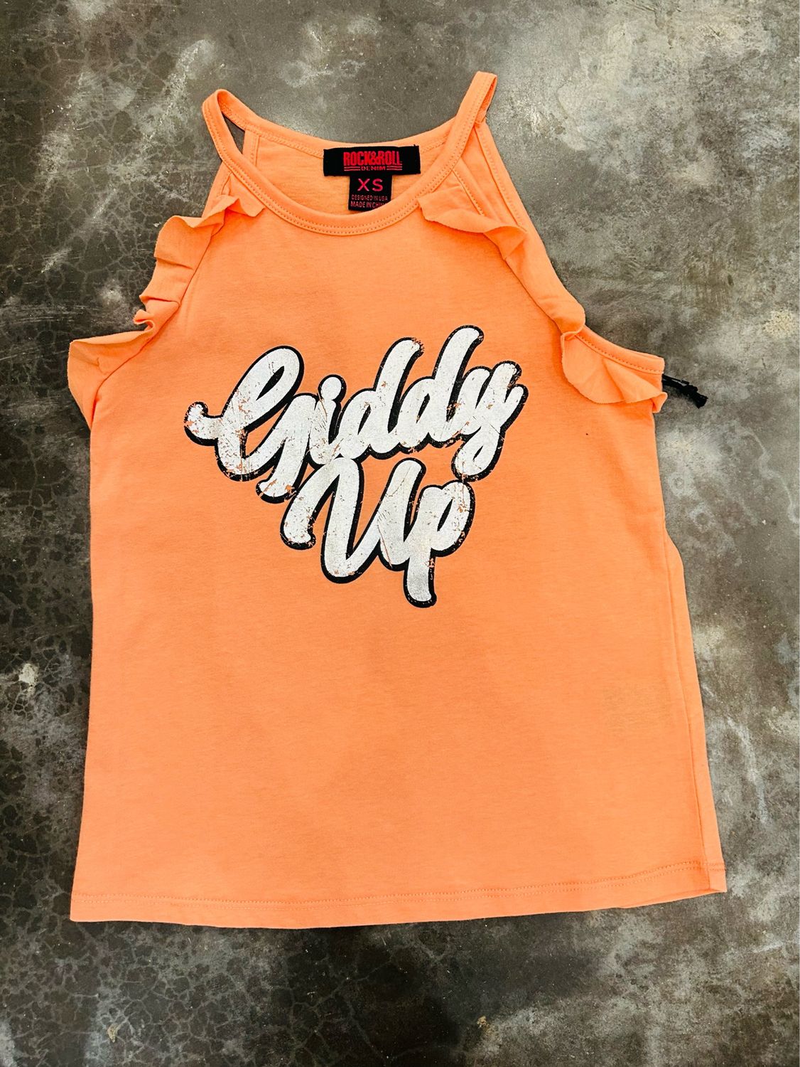 Girls Giddy Up Ruffle Tank