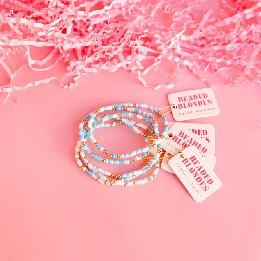 VG Beaded Blonde Sprinkles - Blue &amp; White