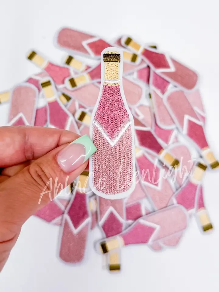 3&quot; Pink Champagne Bottle Patch