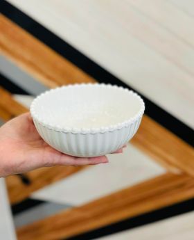 Beaded Pearl 6&quot; Round Salad Bowl- Cream