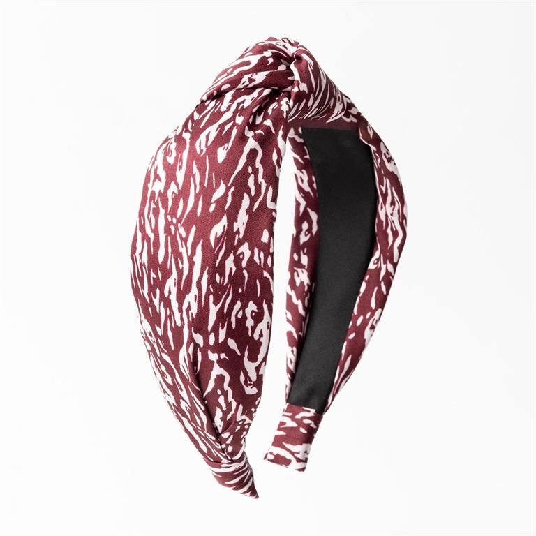 Luna Tiger Tail Headband-Maroon/White