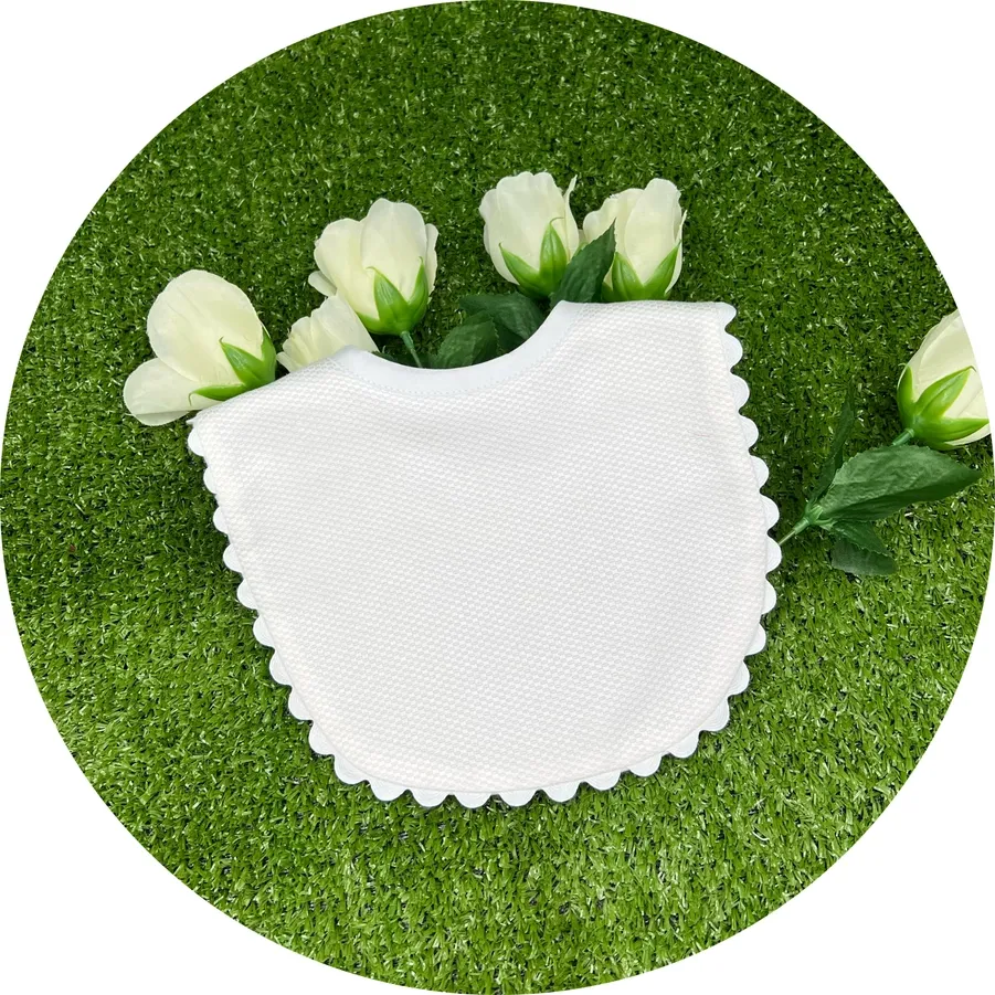 White Baby Bib w White Trim