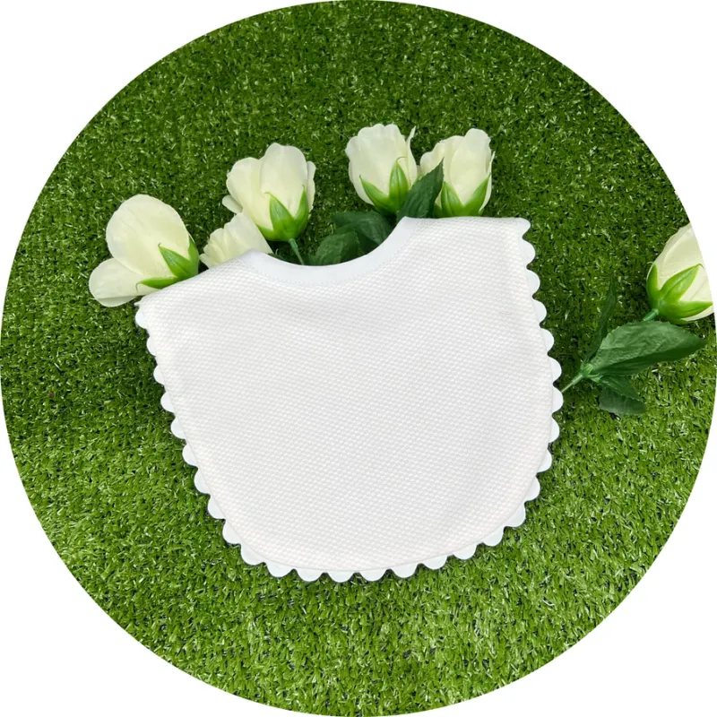White Baby Bib w White Trim