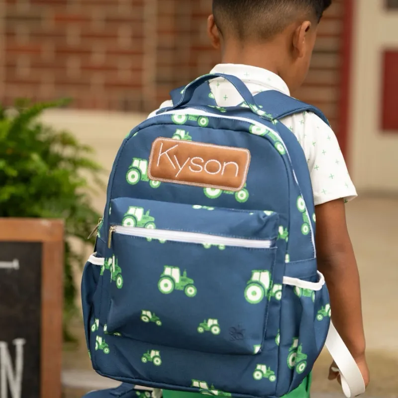 Tractors on Navy Backpack