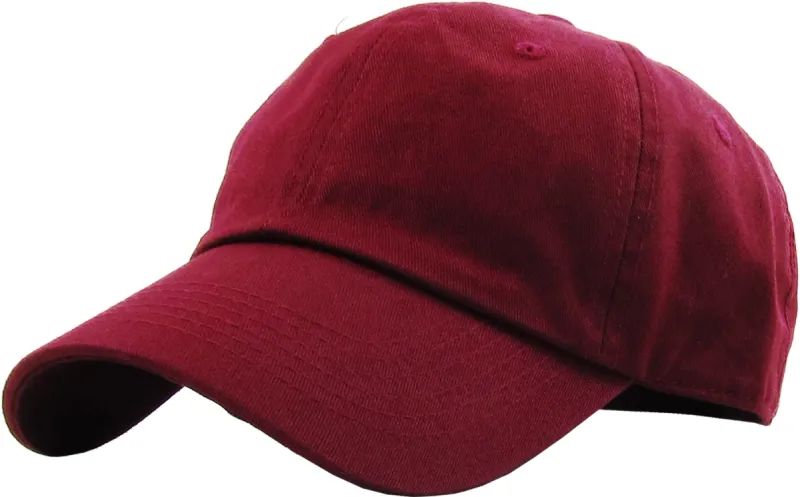 Plain Low Profile Baseball Cap-Burgundy