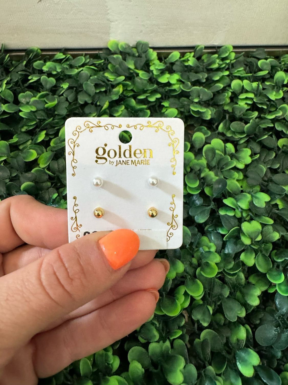 Kids Gold Mini Pearl &amp; Gold Ball Stud Set
