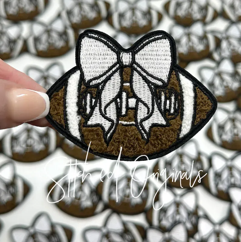 White Bow Football Patch