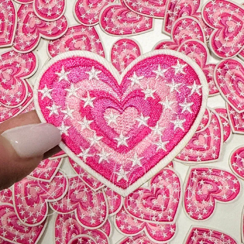 Pink Heart w Stars Patch