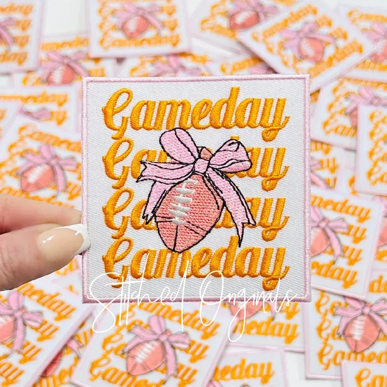 Orange/Pink Bow Gameday Patch