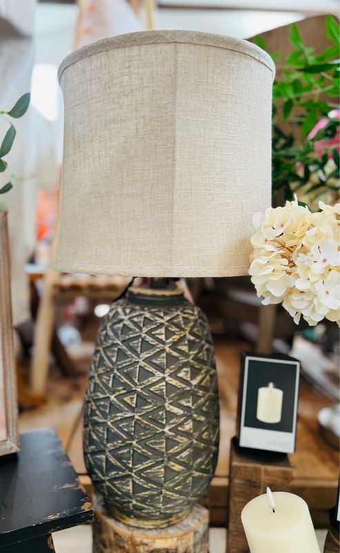 Grey Distressed Table Lamp