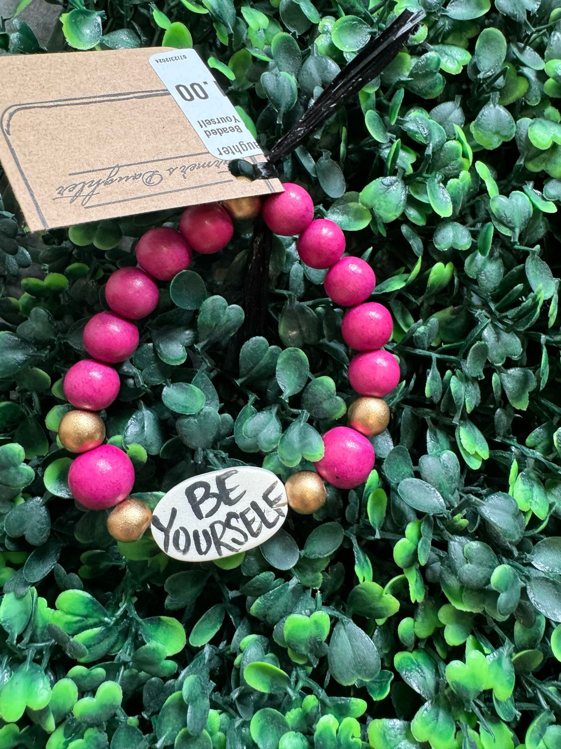 Affirmation Beaded Bracelet-Pink Be Yourself