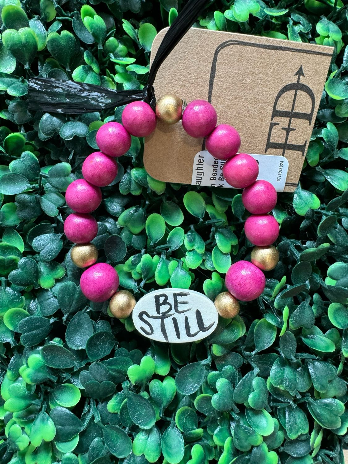 Affirmation Beaded Bracelet-Pink Be Still