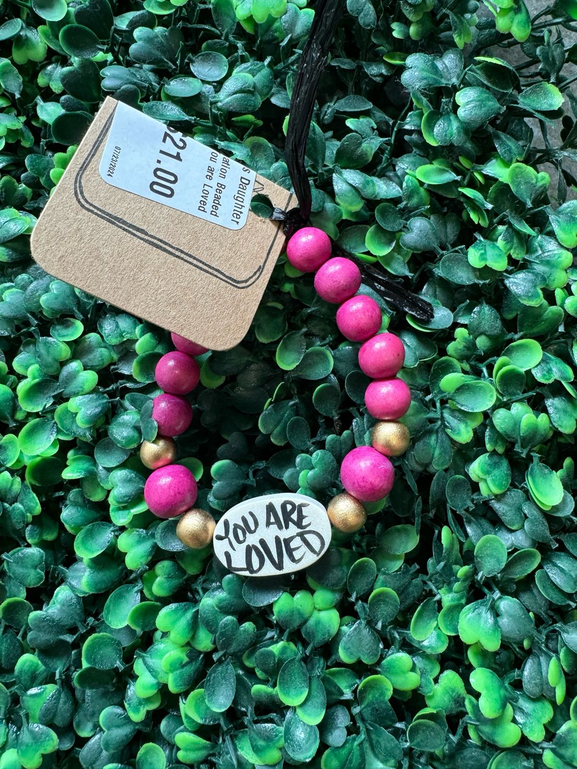 Affirmation Beaded Bracelet-Pink You are Loved