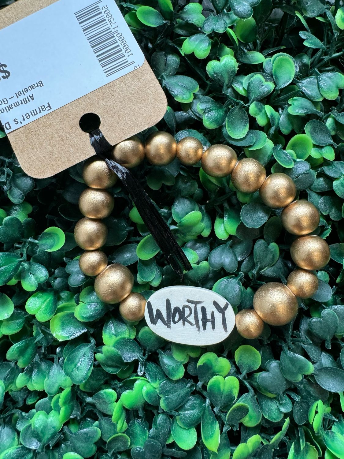 Affirmation Beaded Bracelet-Gold Worthy