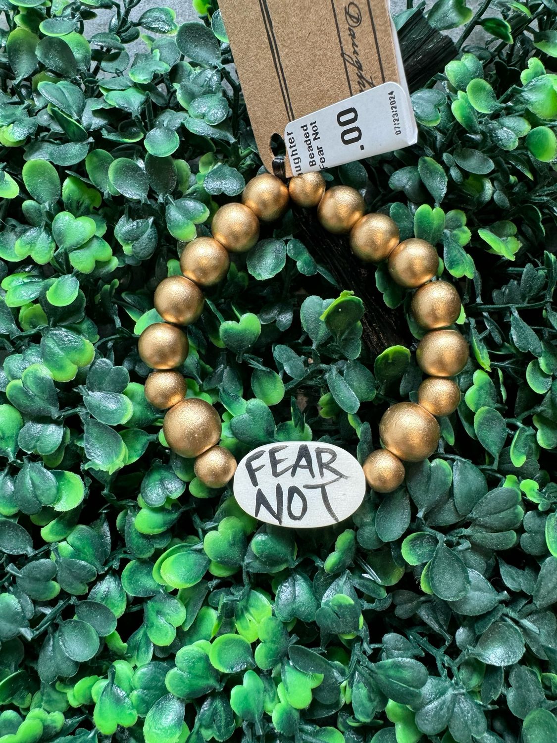 Affirmation Beaded Bracelet-Gold Fear Not