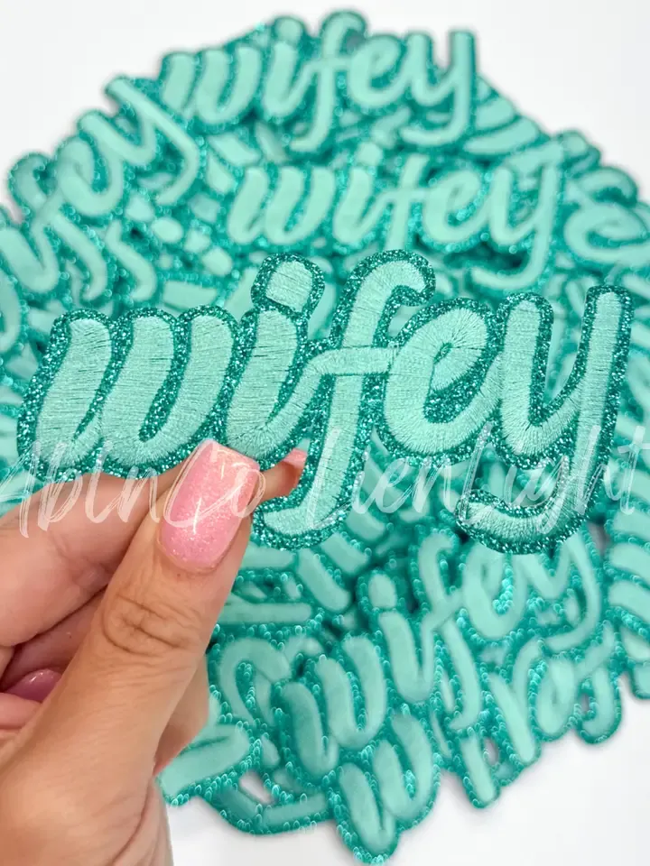 Cursive Wifey Turq Patch