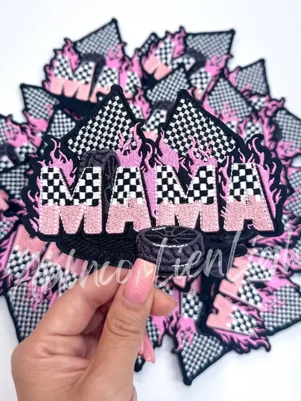 Checkered Flag Race Track Mama Patch
