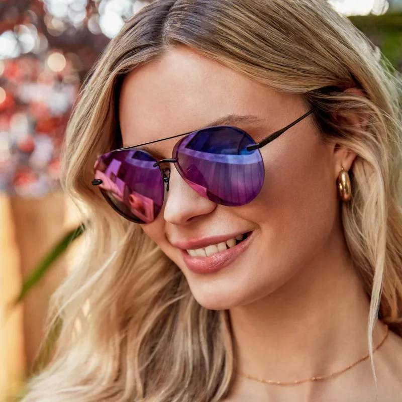 Lenox-Matte Black+Purple Mirror