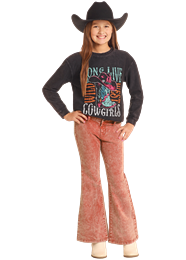 Girls Rust Button Flares