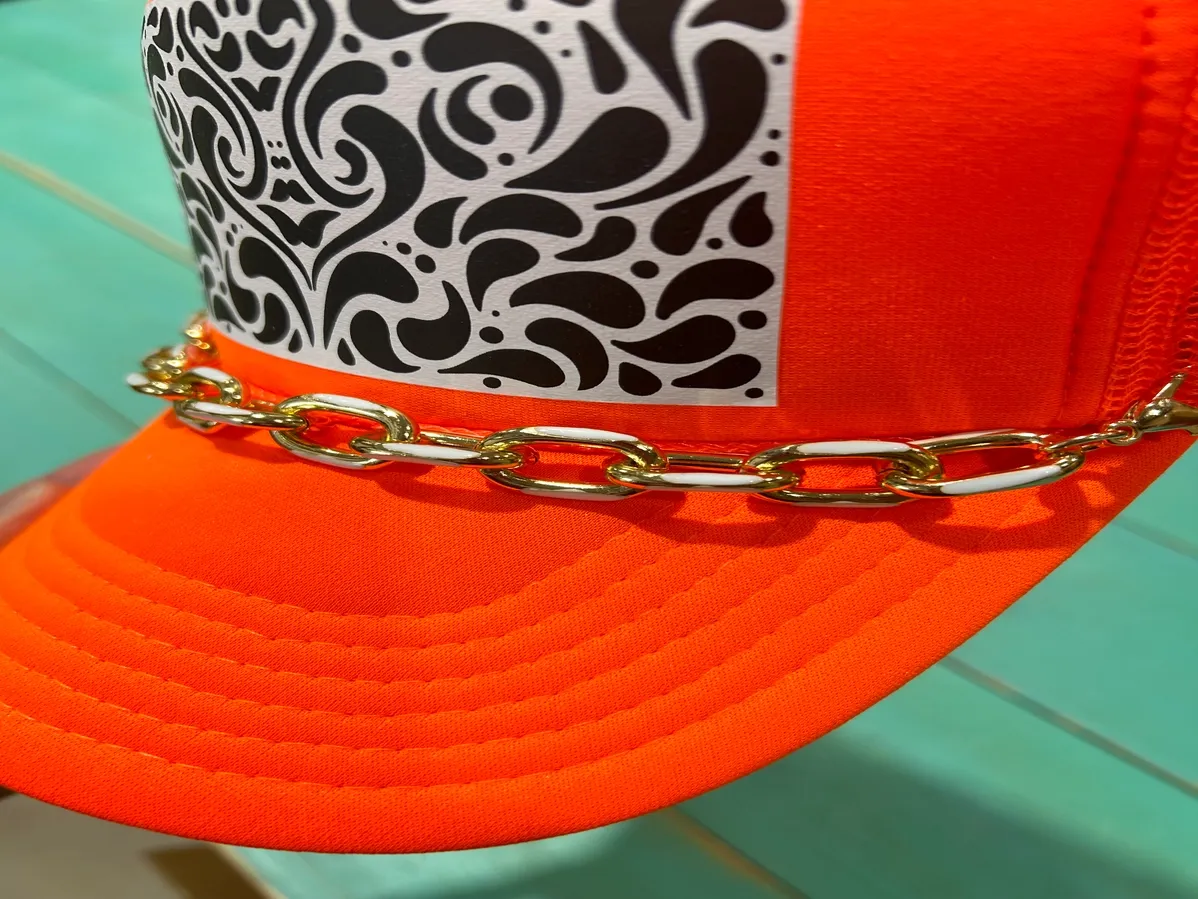 Chunky White Enamel Dipped Hat Chain