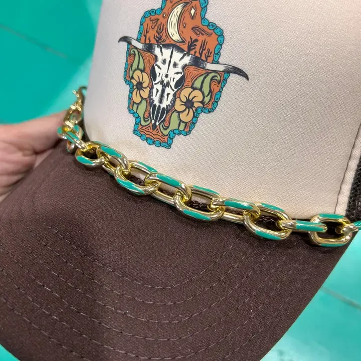 Chunky Teal Enamel Dipped Hat Chain