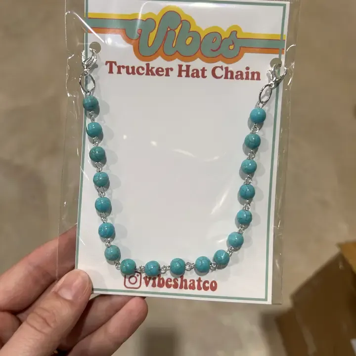 Turquoise Beaded Hat Chain