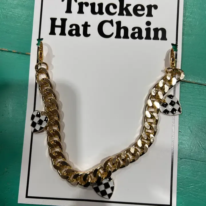 Gold Checkered Heart Hat Chain