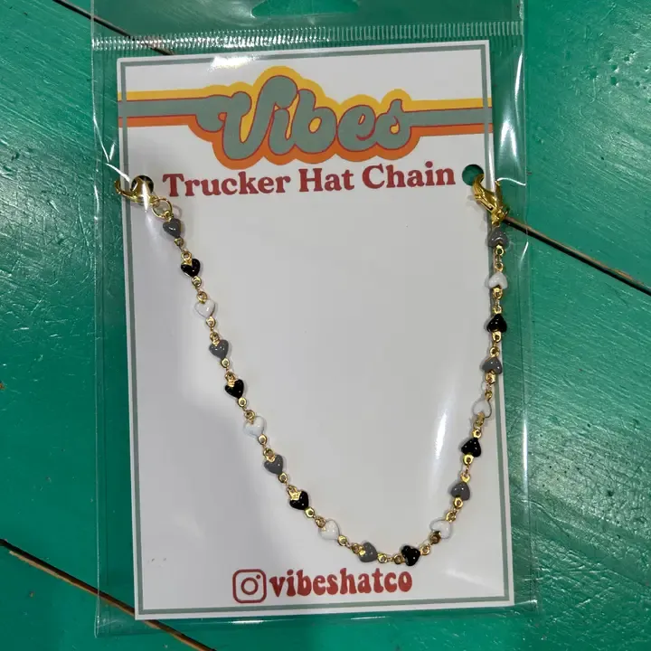 Dainty Black Hearts Hat Chain